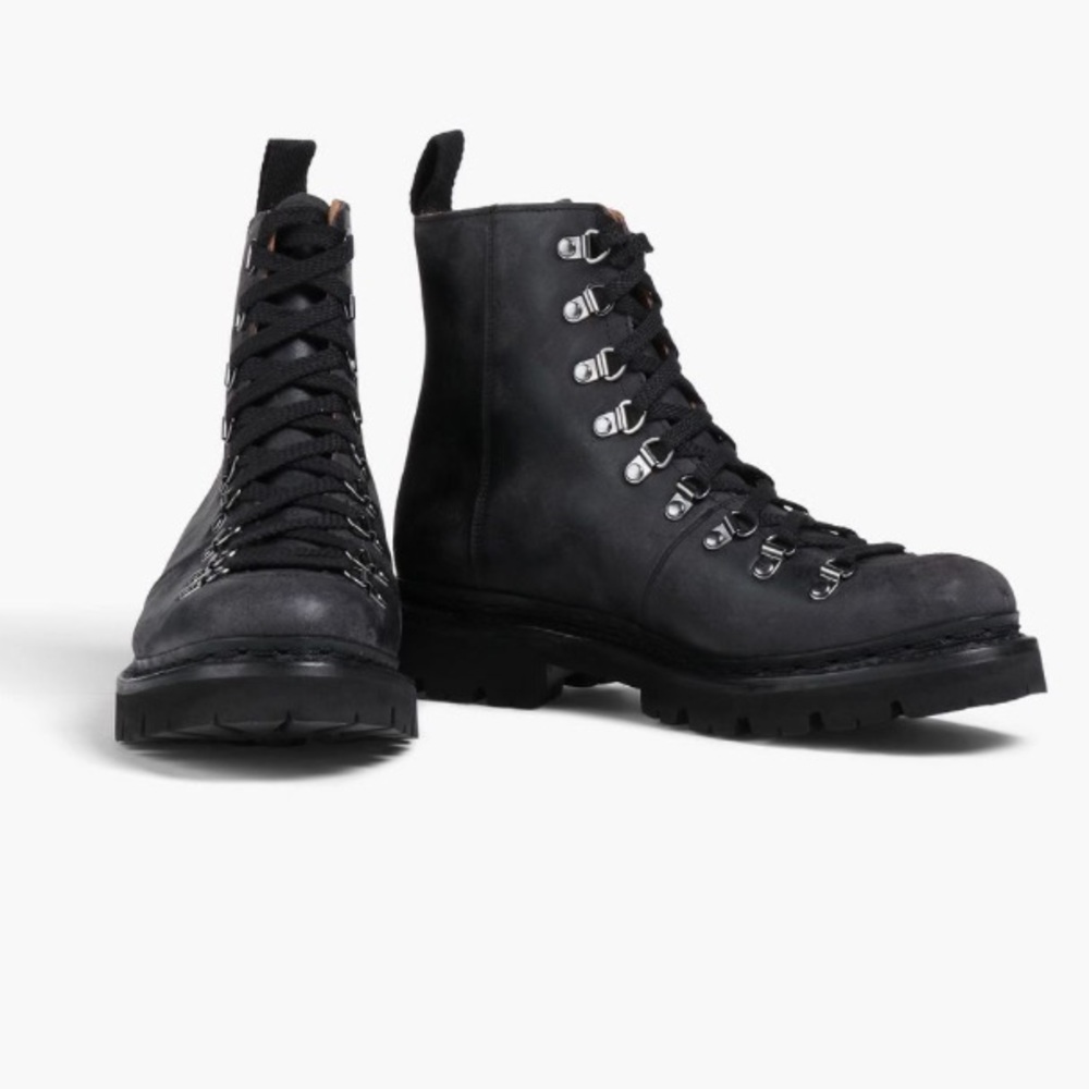 Grenson Nanette distressed leather combat boots black